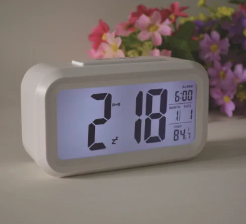 LED Digital Alarm Clock Electronic Smart Mute Clock Backlight Display Temperature & Calendar Snooze Function Alarm Clock