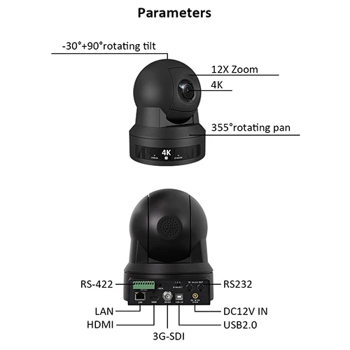 Professional broadcast conference 1080p smart ai auto tracking IP camera 4K UHD 60fps 12x  zoom  Usb3.0  PTZ camera