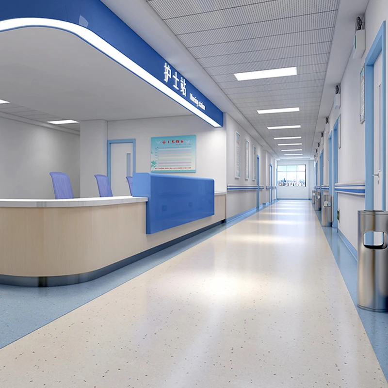 Commercial Homogeneous Flooring Clean Room Fireproof PVC Floor Covering Tiles Vinyl Sheet Flooring For Hospital