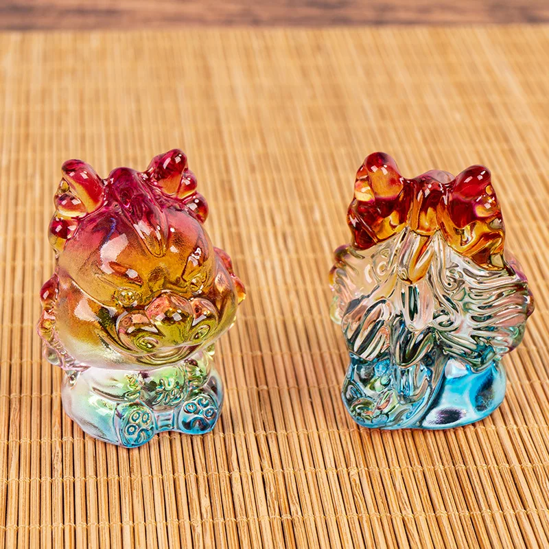 New crystal dragon ornaments 12 zodiac dragon Gift giving auspicious fortune Luck dragon Yellow crystal small ornaments