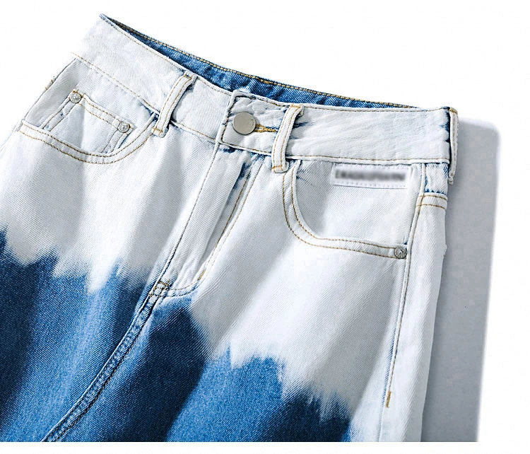 Gradient Denim Faded Tie Dye Jeans Skirt Women Denim Skirts Jean Women