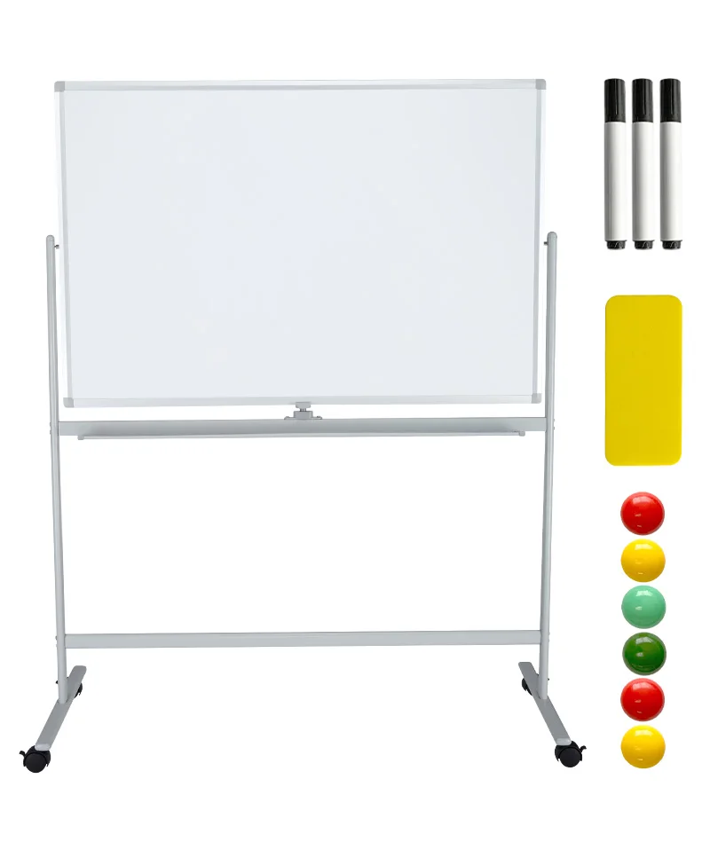 Magnetic 360 Degree Reversible Both Side Whiteboard with Holder Stand Glass Whiteboard