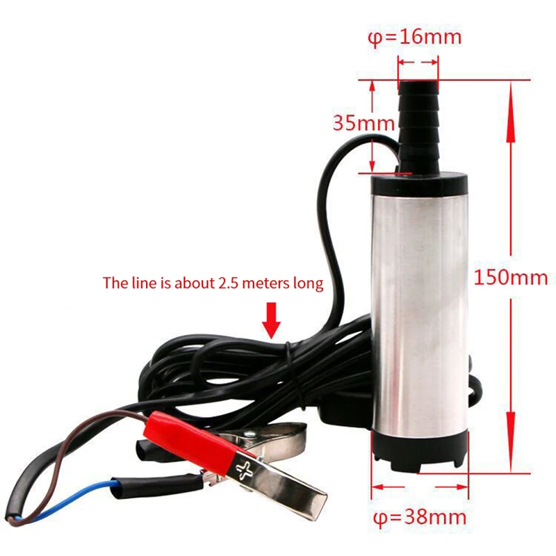 12V 24V DC Electric Submersible Pump For Pumping Diesel Oil Water, 38mm Fuel Transfer Pump