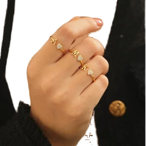 MY Jewelry Adjustable Micro Pave Copper Zirconia Cubics  Diamond Heart Butterfly Ring Fashionable OpenJewelry Wedding Gift