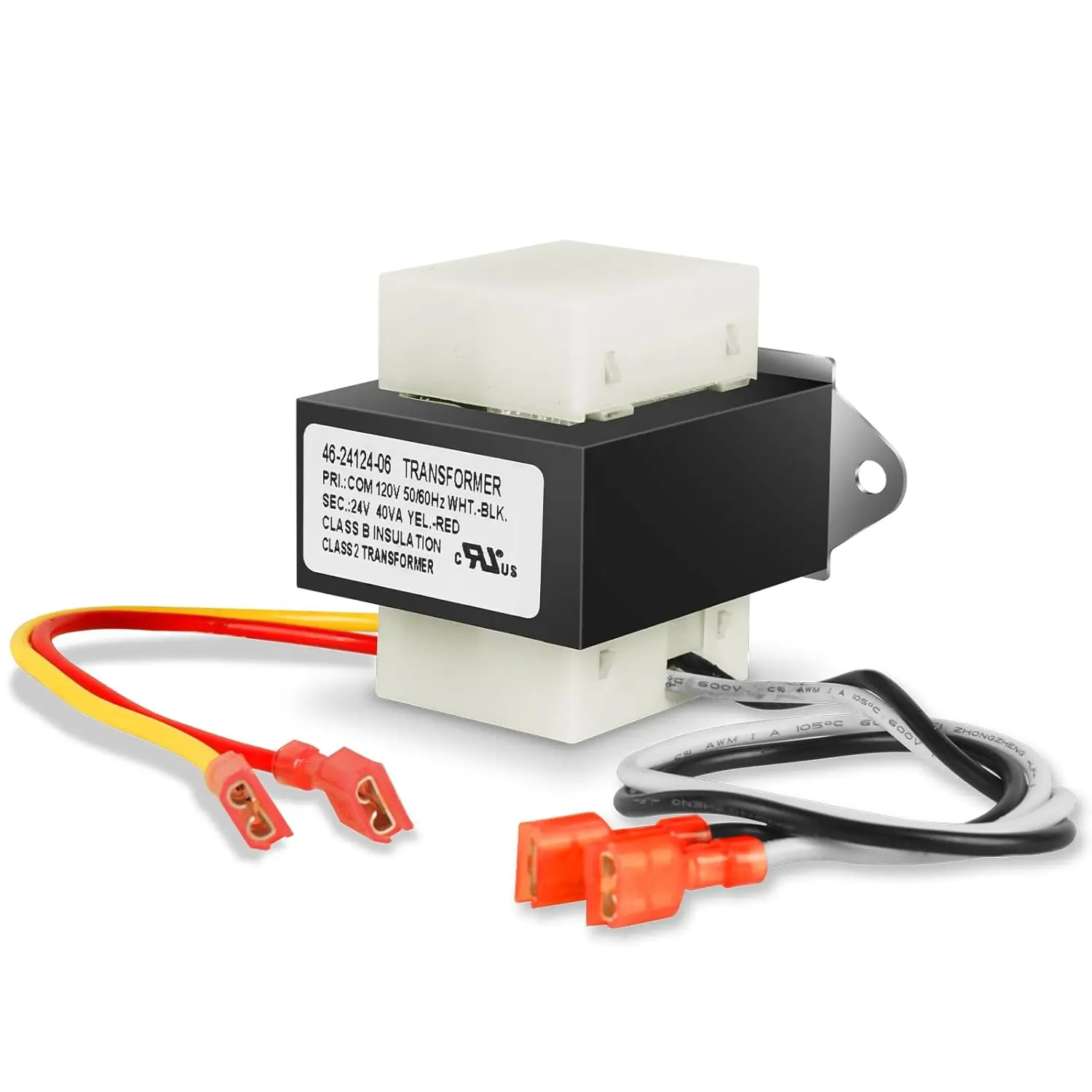 46-24124-06 Hvac Transformer 40 Va 120/24v Compatible with Rheem Replacement Parts, Channel 2 Hole Mount Furnace Transformer