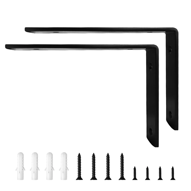 4 Pack Shelf Brackets Heavy Duty Industrial Forged Steel Iron Rustic Floating Shelf Brackets Lumber Boards Angle Wall Brackets