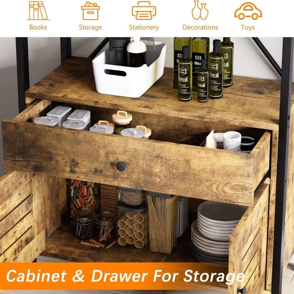 Storage Cabinet Bookshelf Bookcases Book Shelf with Drawers Factory Wholesale Industrial Wood Furniture Wooden Home Carton Iron