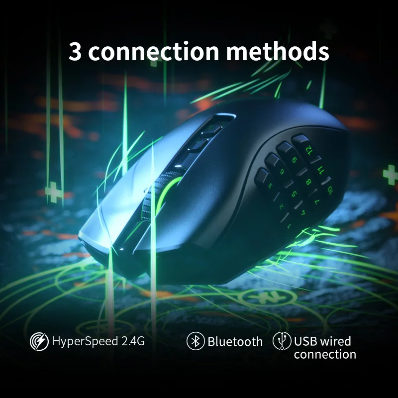 Razer Naga Pro NAGA 20000 dpi 2.4GHz wireless BT gaming mouse with replaceable side buttons