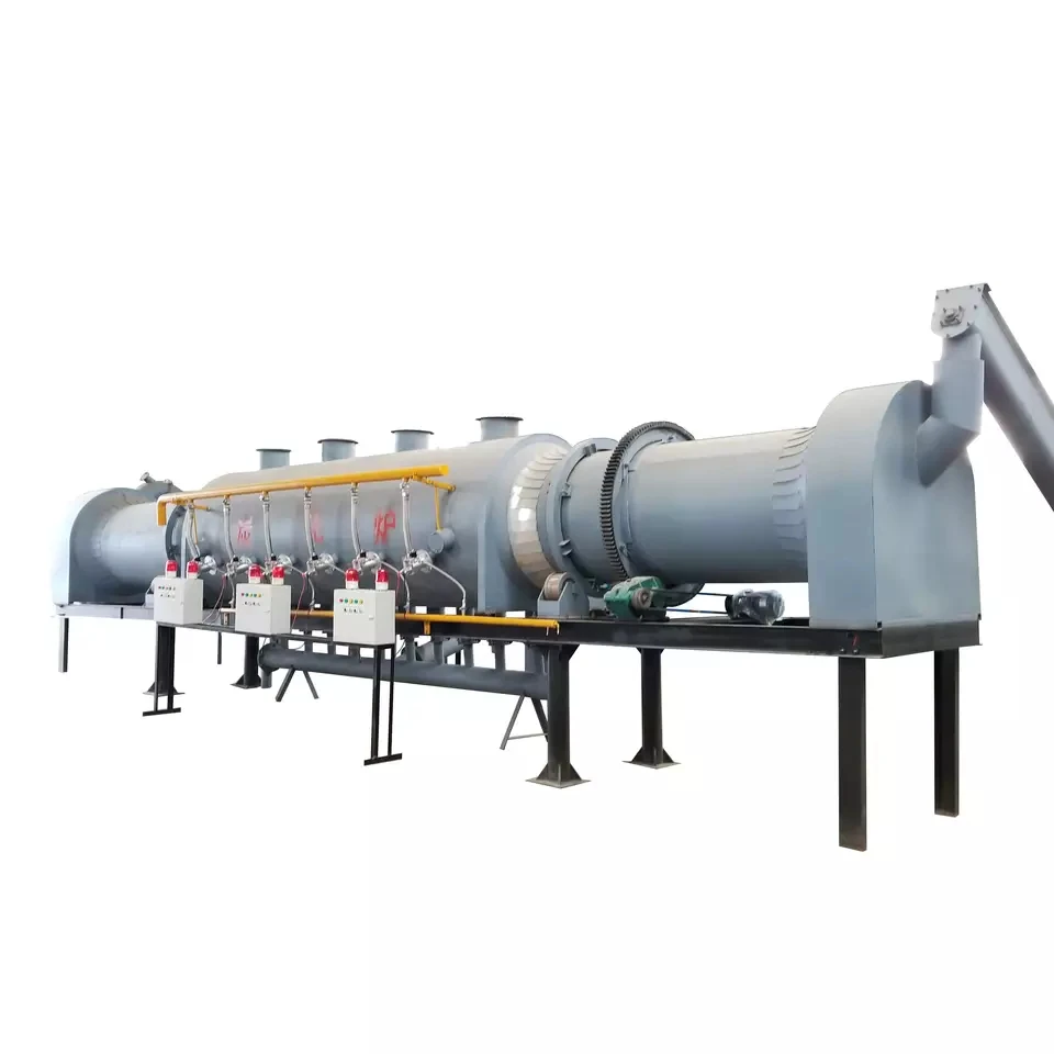 Sale Horizontal Rotary Smokeless Wood Sawdust Biomass Charcoal Coal Air Flow Continuous Carbonization Furnace
