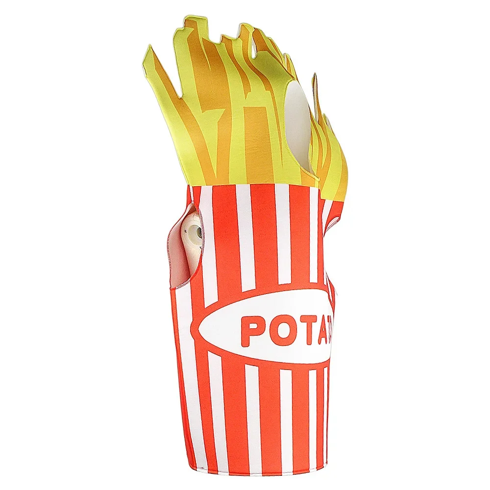 Adult Funny 3D Print Hamburger French Fries Sausage Hot Dog Costume Cosplay Halloween Men Women Family One-Piece Food Costume