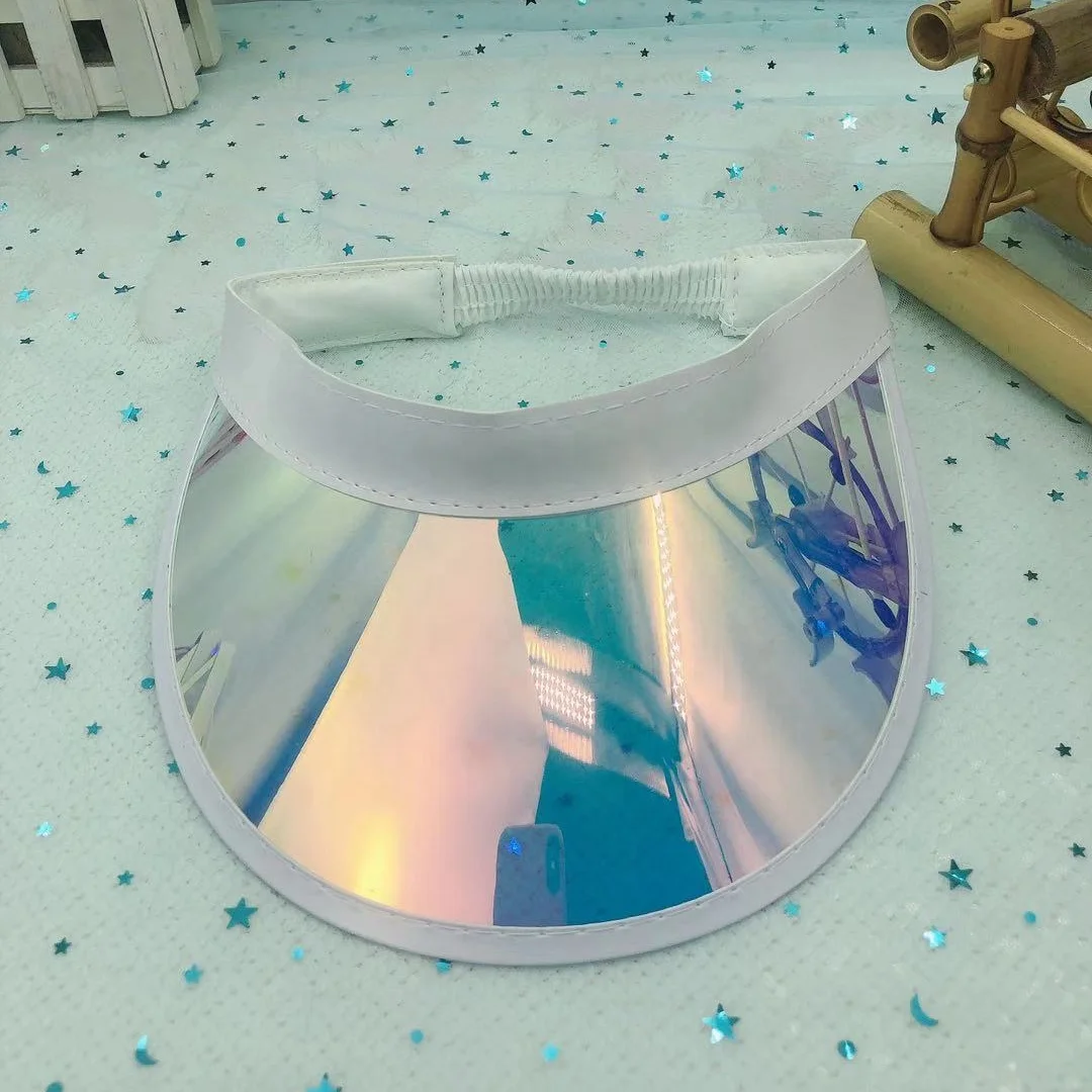 Factory Directly Supply Factory Price Wholesale Hot Selling UV Protection PVC Sun Visor Iridescent Color Plastic Visor
