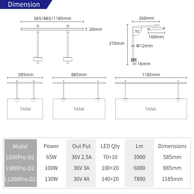 Best seller WEEK Phoenix D full spectrum led aquarium light dimmable 85w 90cm RGB led aquarium lighting