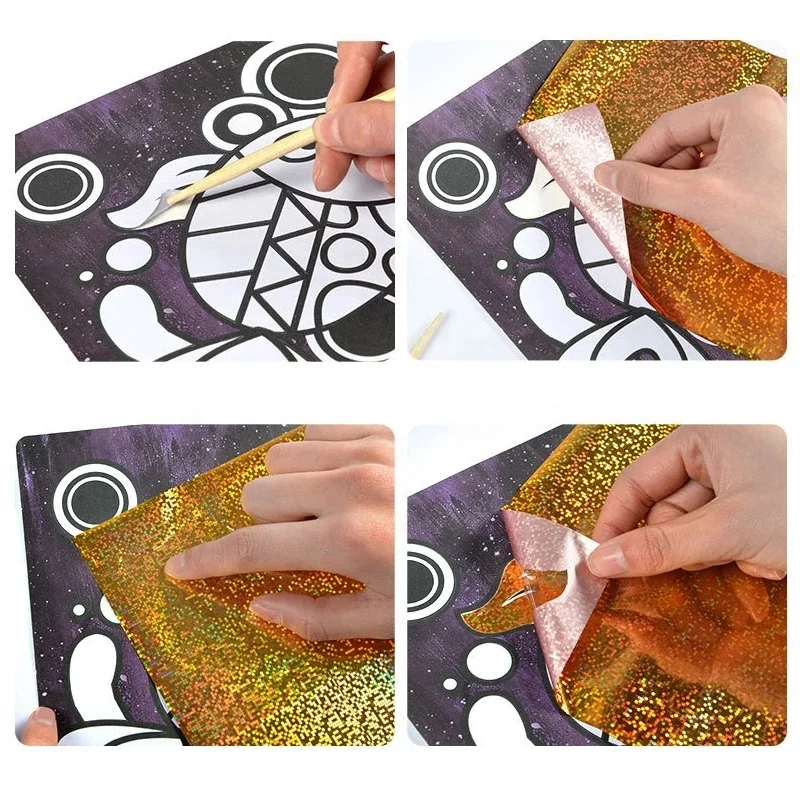 Hot Sell DIY Toy Colorful Self-adhesive Foil Painting Art and Crafts Sets for kids