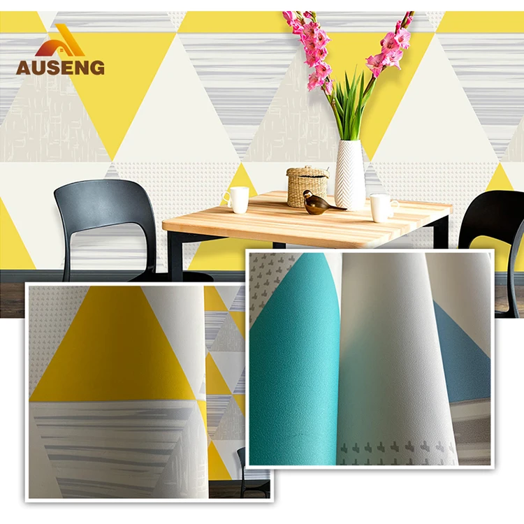 Comfortable Fresh Dusty Blue Deewar Wall Paper Rolls Pvc Room Wall Paper Glossy Wallpaper For Cabinet