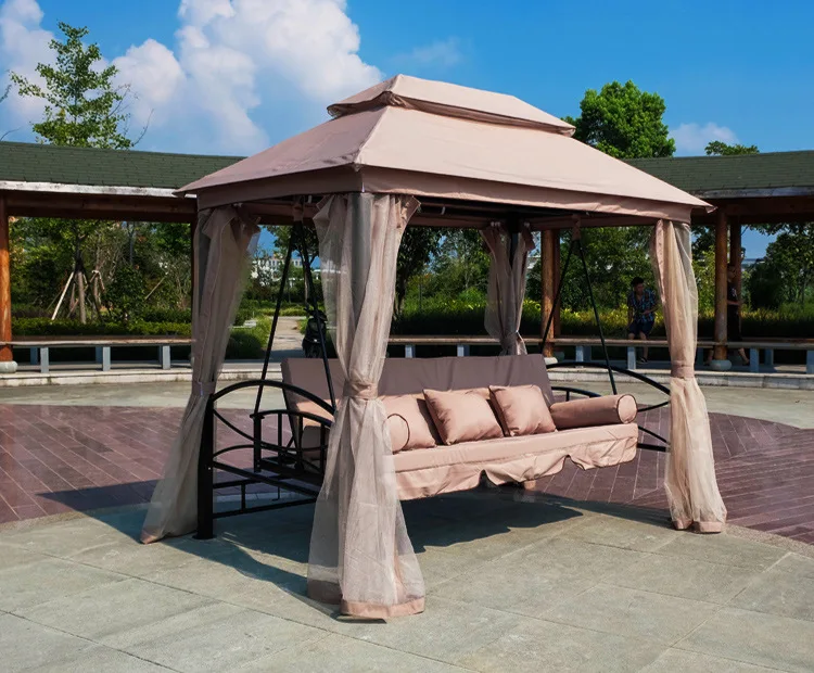 High Quality Outdoor Furniture Metal Frame Garden Swing Bed Indoor Outdoor Rocking Chairs Garden Canopy Chair Swing Bed