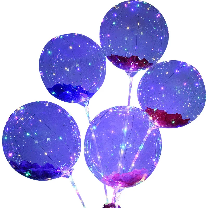 LED Bobo Balloons Light Up Balloons Clear Helium Bubble Glow Balloons with String Lights for Birthday Wedding Decoration
