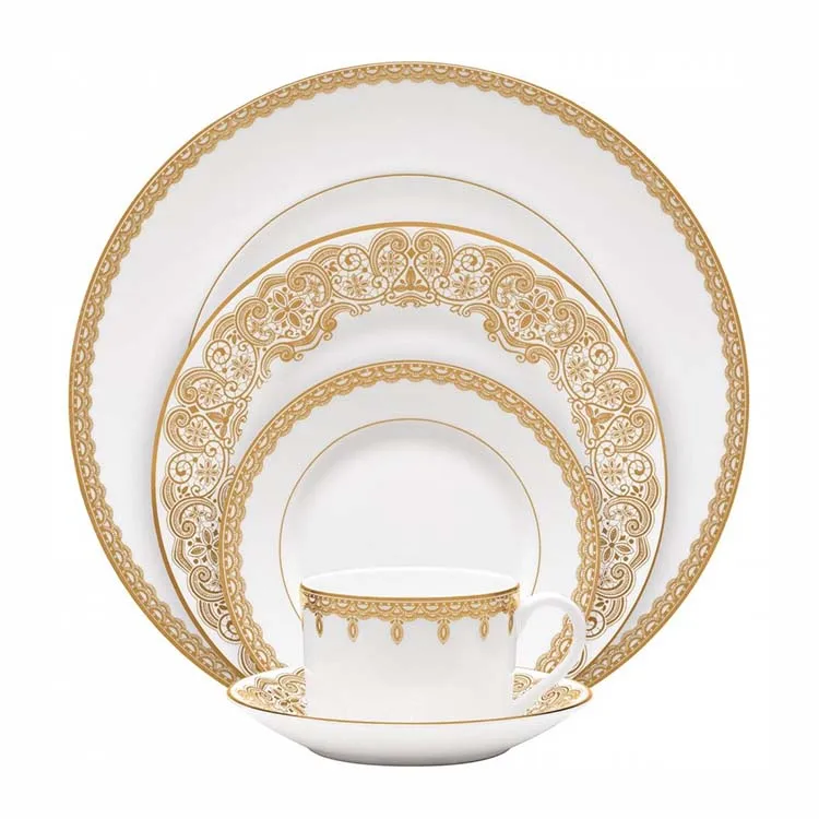 Tangshan Factory High Quality Luxurious Fine Bone Chine Porcelain 5pcs Dinner Set For 1 Person In Brazil