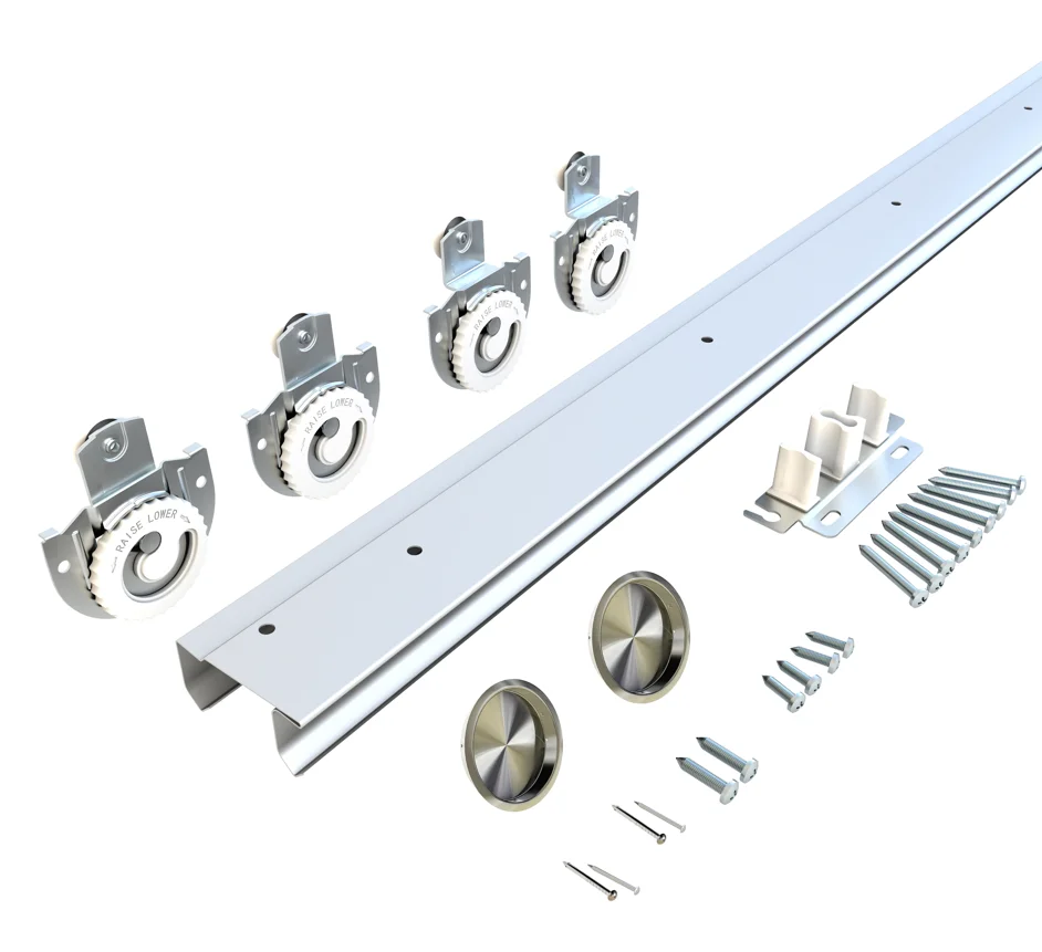 Wardrobe Full-Lite Wood Frosted/Clear Glass Door Aluminium Track Interior Closet Doors Slab with Hardware