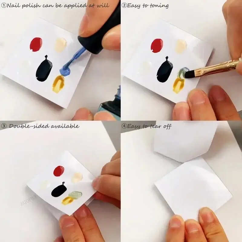 50pcs Disposable Tinting Glue Paper Terable Nail Toning Palettes Nail Polish Color Mixing Tray Waterproof Paper Display Board