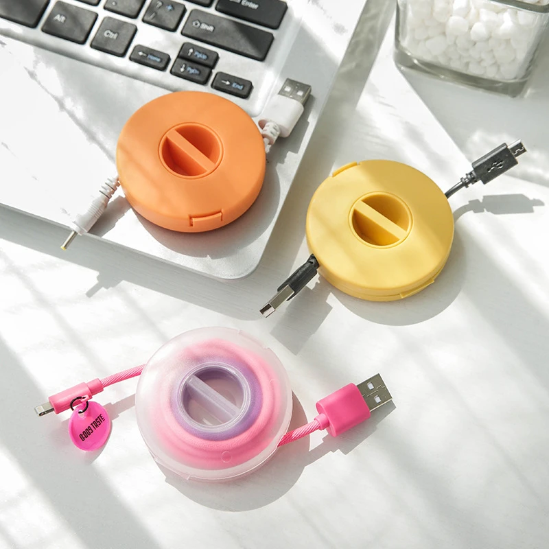 New Gadgets 2023 Electronics Colorful USB Cable Storage Box, Earphone Desktop Cable Winder, Portable Rotatable Cable Organizer
