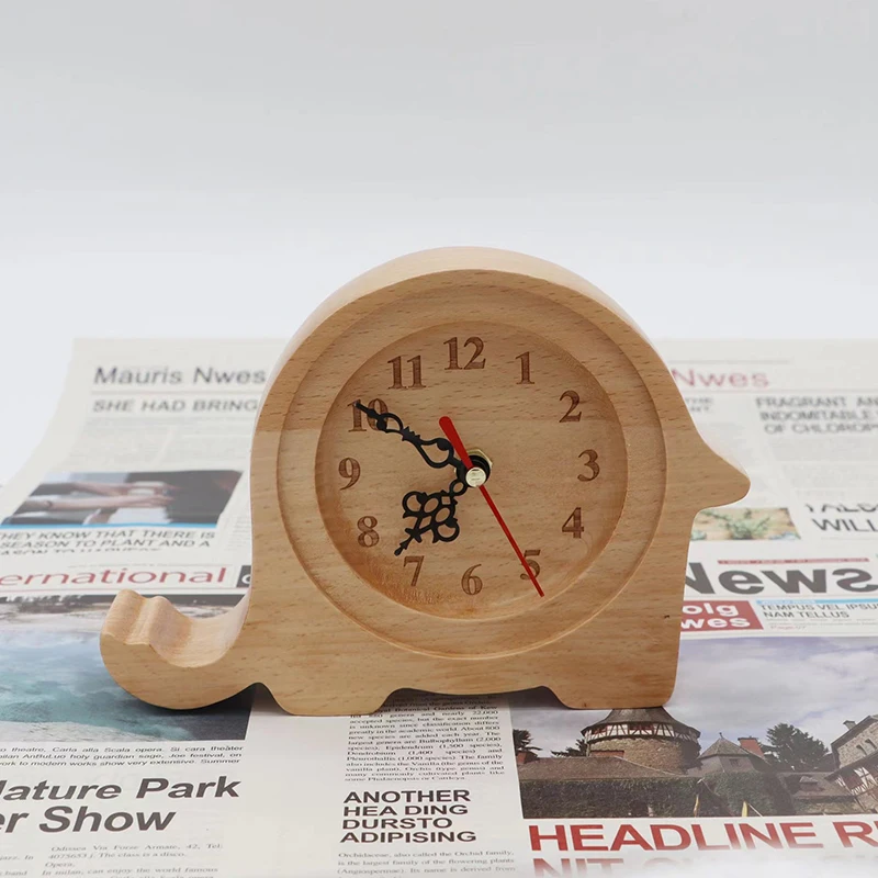 Customized Handmade Wooden Table Alarm Clock For Gift