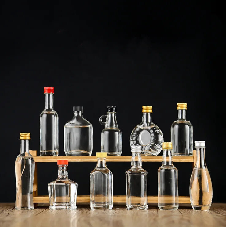 40ML 50ML Round Clear Mini Claret small wine decanter glass Vodka whiskey bottle with aluminium lid