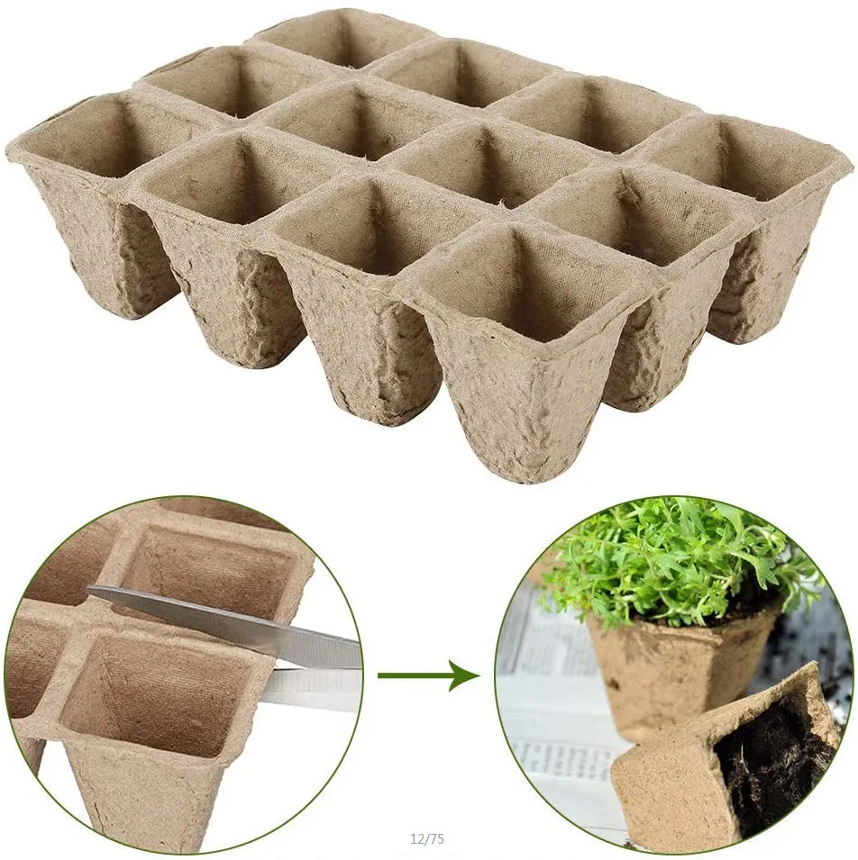 Paper Trays for Seedlings Molded Pulp Seedling Grow Box Seedling Planting Cups