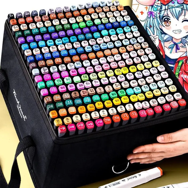 Wholesale 30/40/60/80 Vivid Colors Alcohol Based Dual Ended Art Marker Set Double-ended marker