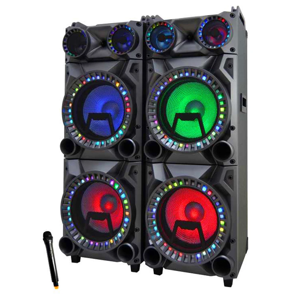AUDMIC AC Power 300W 12 inch Bass PA Audio Karaoke Music Speakers System with Bluetooth Microphone Jack