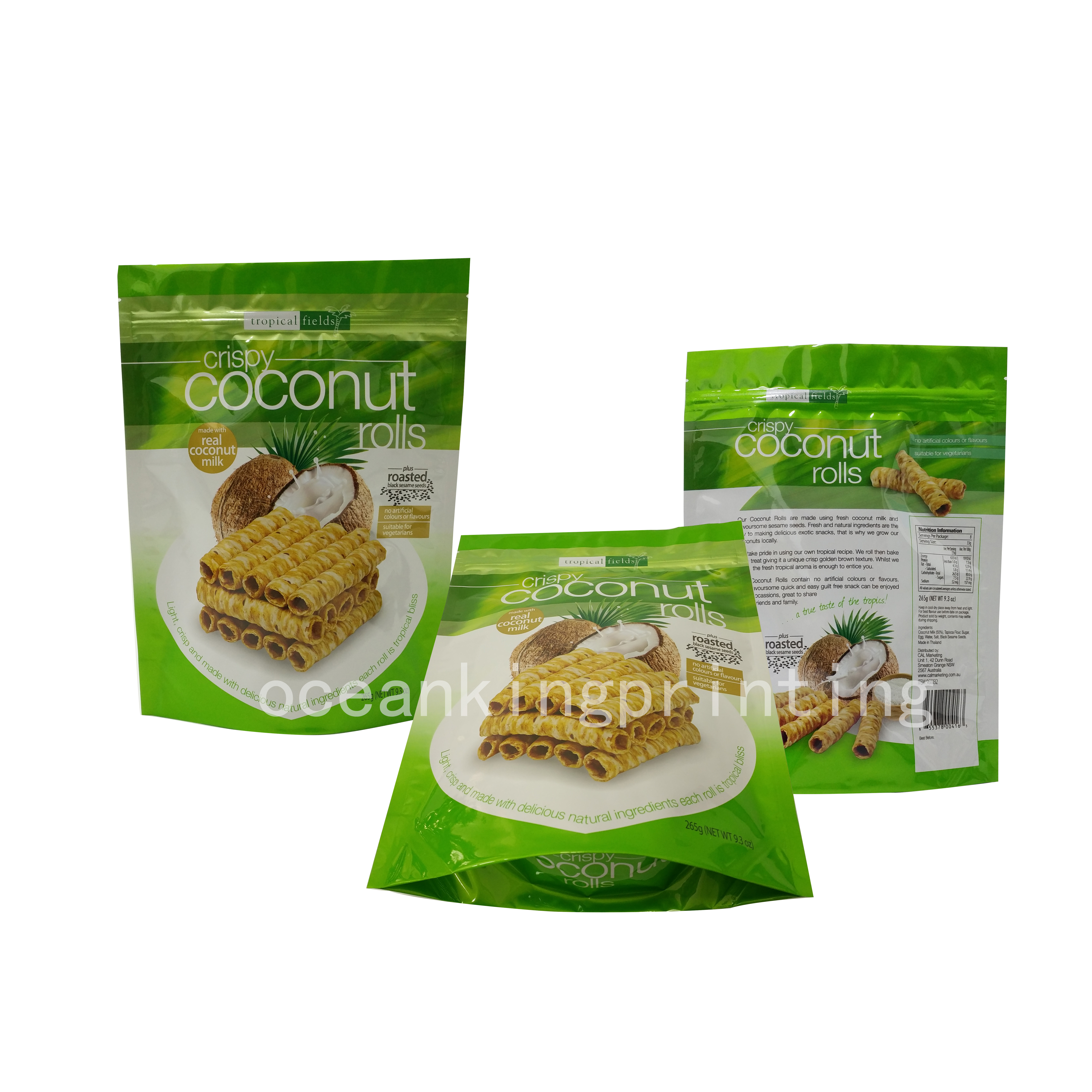 
Low MOQ Stand Up Plastic Ziplock Food Packaging Bags for dried fruit Cookies Candies 