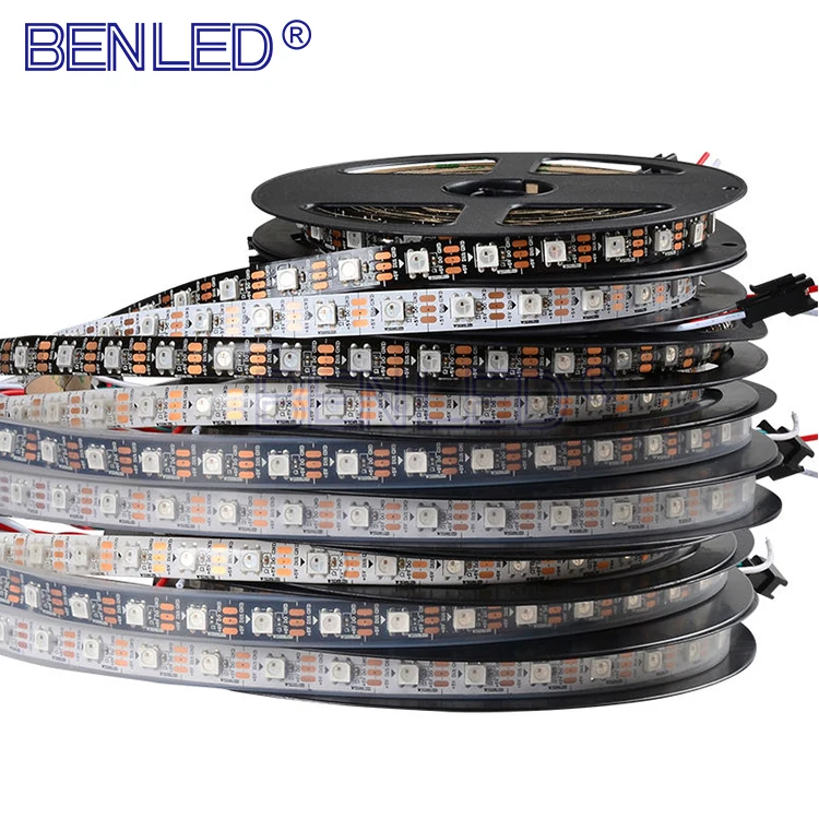 Premium Quality Waterproof DC5V 18W/M Black White PCB CRI 85 10MM 5M/Roll Flexible 60/M 74/M 144/M LED WS2812B Strip Light