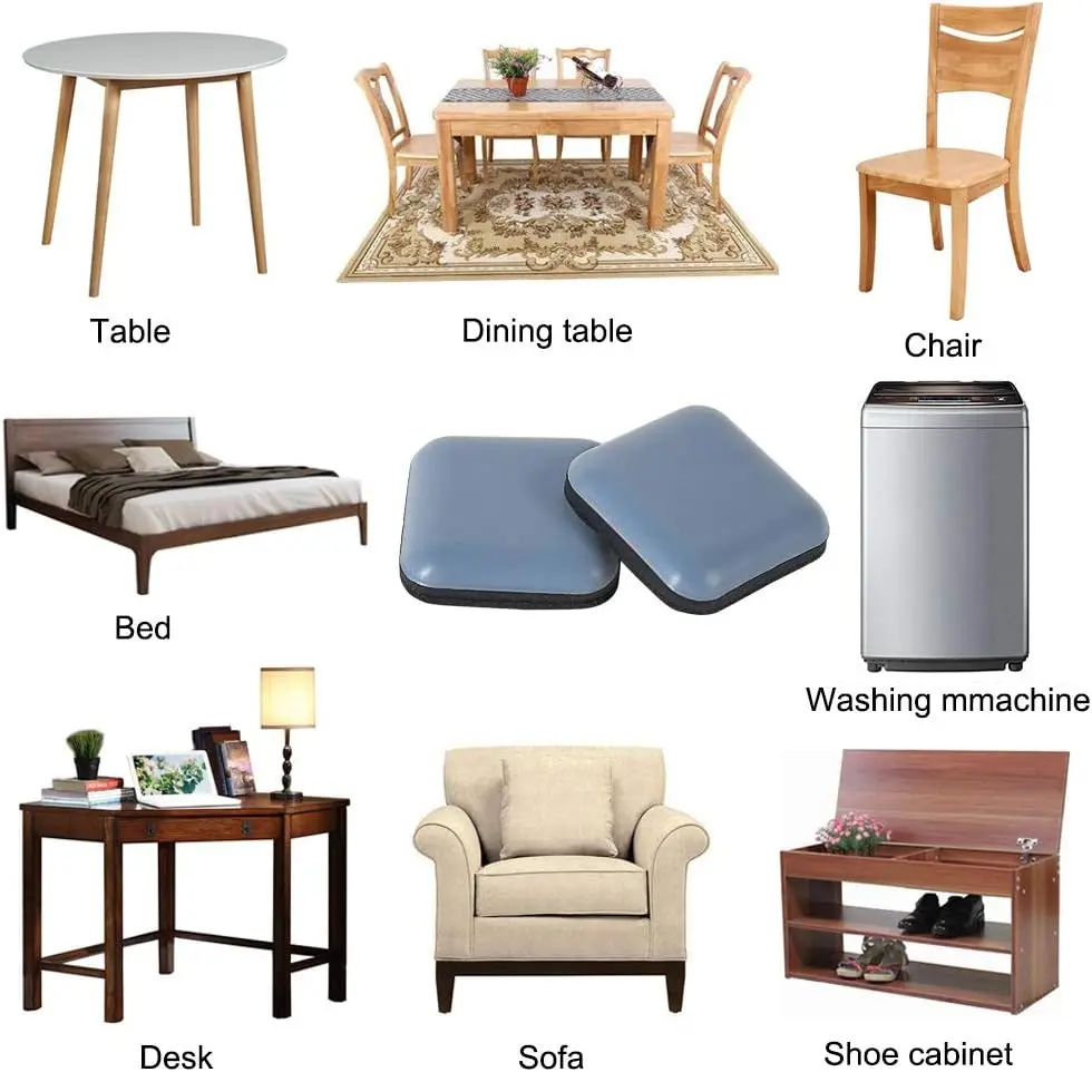 Wholesale Furniture Sliders Pad 25mm Plastic Square Stick PTFE Furniture Movers Sliders for Carpet Tile Hardwood