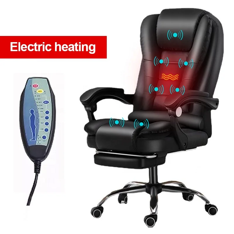 Y-2568 wholesale pu leather boss management heated massage office chair  with footrest and wheel