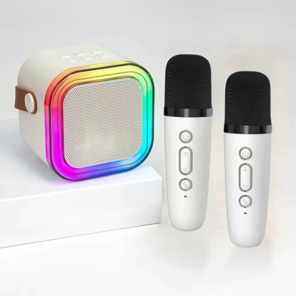 Portable For Singing Smart Wireless Bluetooth RGB Light Speaker Home Theater Party Karaoke Wireless Bluetooth Microphone Speaker