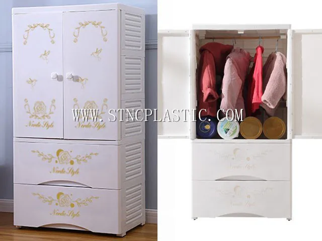 Два открытой двери 3 слоя ящик пластиковый одежда подвесной шкаф для хранения