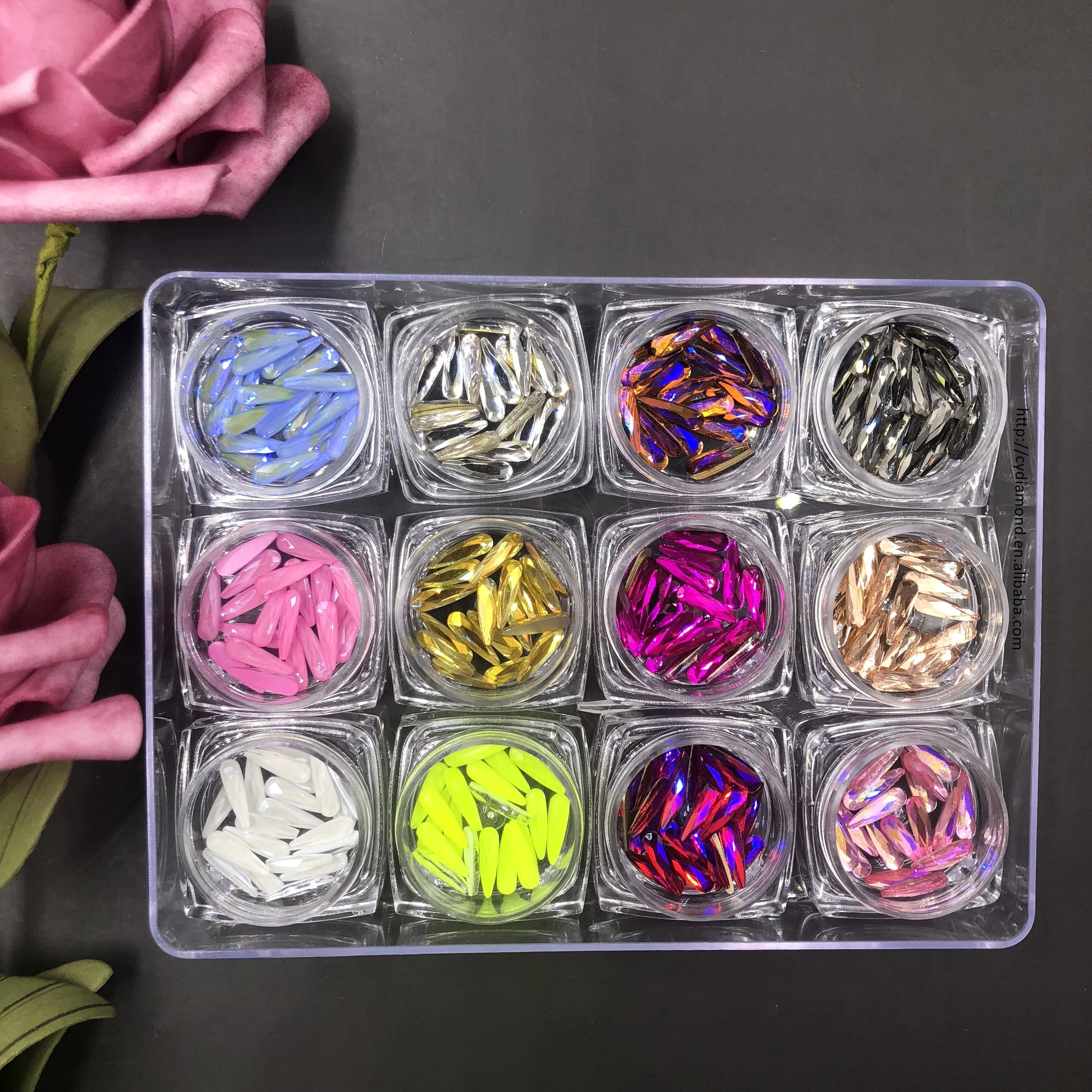 Flatback In Bulk Non Hotfix Opal Ab Stone Nail Art Multi Color  Christmas K9 Nail Tear drop Rhinestones