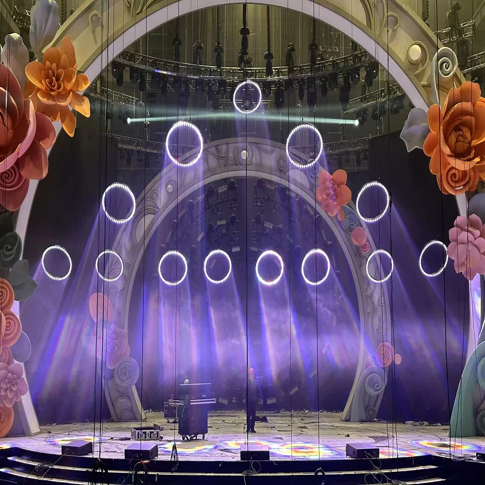 Диаметр 1 2 м кольцо луча с 54 шт. RGBW светодиодная кинетическая система освещения двигатель DMX для ночного клуба сценическое шоу