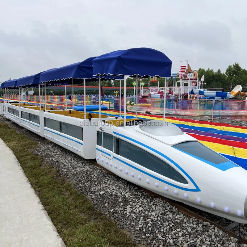 High-speed rail simulation kids amusement park tram train with track for sale