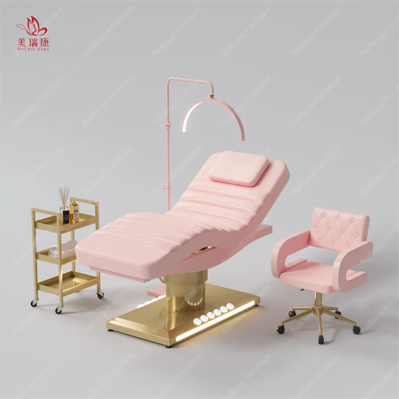 Facial Beauty Bed Electric Spa Treatment Massage Table with One-Button Intelligent Lifting Breathing Head Hole and Heating