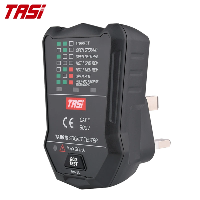 TASI TA891D 175V ~ 250V тестер напряжения со светодиодным индикатором УЗО штепсельная вилка британского стандарта Великобритании прибор для проверки