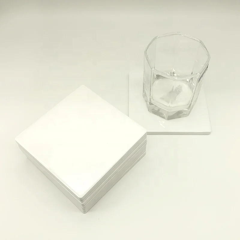 Wholesale DIY Square White Blank Tile Sublimation Ceramic Coaster Custom Ceramic Coasters With Cork Backed