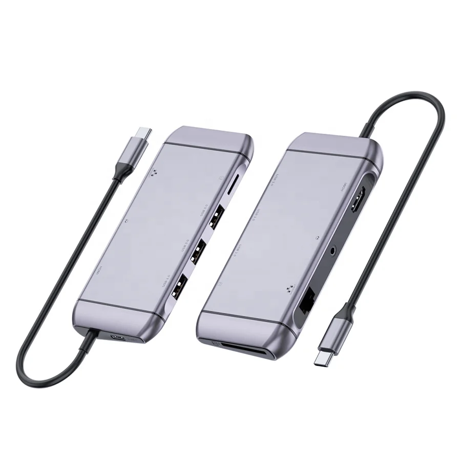 
Aluminium Alloy 9 in 1 USB Type C Hub USB 3.1 Type C Converter Docking Station for Tablets Notebook Macbook 