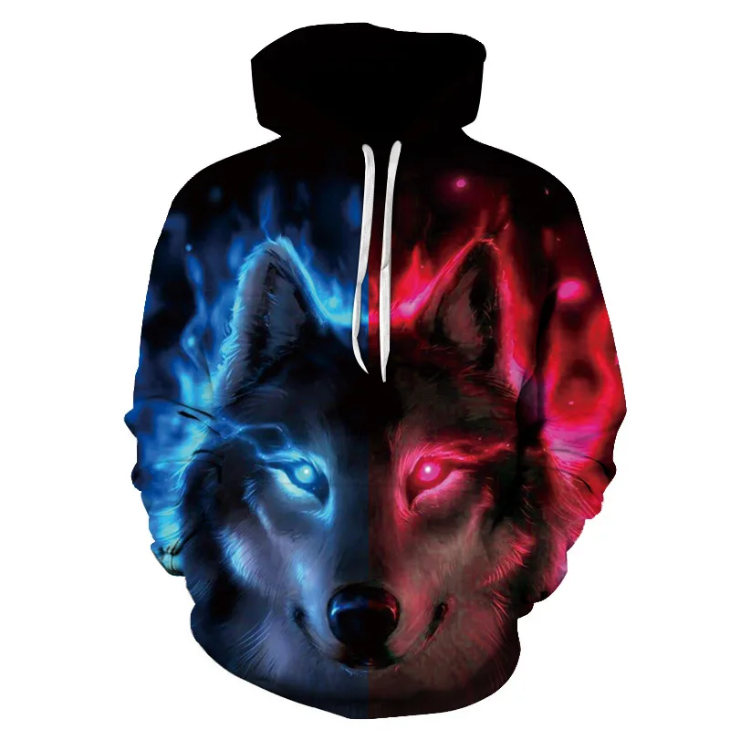 
Wholesale Men Cool Wolf 3D Skull Skeleton Grim Reaper Printed Hoodies Pullovers Hooded Sweatshirts 