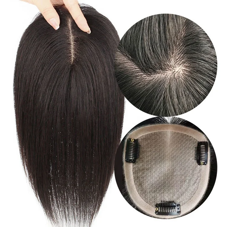 R Many size avaiIable Silk base black Brown hair Replacement Systems hairpieces cuticle aligned Human hair topper for women