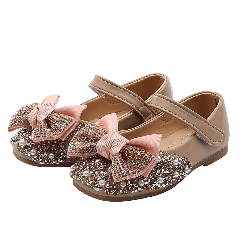 
R32009S 2021 Wholesale kids fashion girls pearl single bow footwear child shoes 