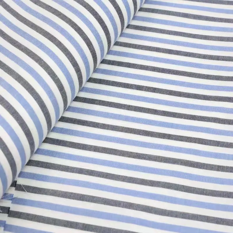 Китайская текстильная пряжа, окрашенная тканая 100% хлопчатобумажная саржевая полосатая Поплиновая ткань для мужских рубашек