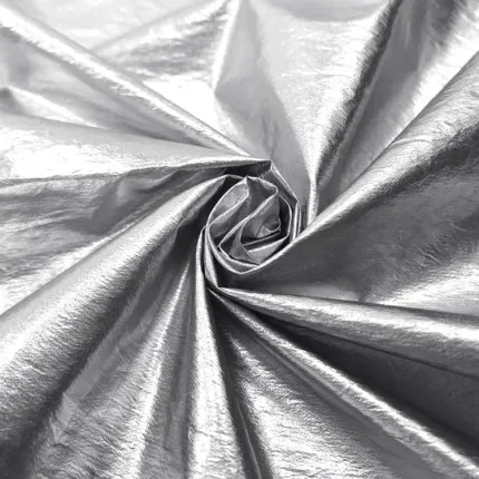 Light Weight Wind Proof 20D Silver Foil Crinkle Gilding Nylon Taffeta For Jacket Shell