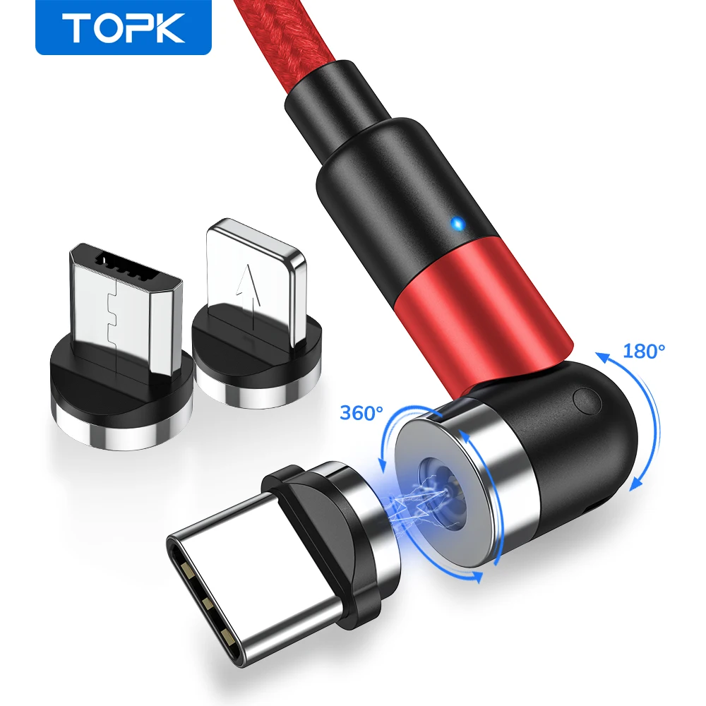  Бесплатная доставка TOPK AM59 1 м LED 540 Магнит Usb Micro Type C 3 в Магнитный кабель для