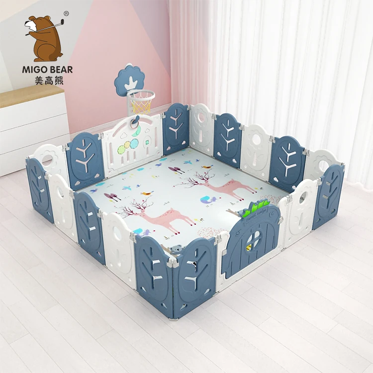 Fold safety fence multifunctional foldable plastic play yard indoor foldable baby playpen