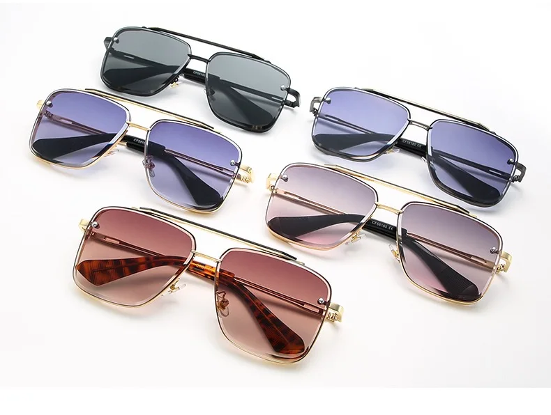 Оптовая продажа металлические солнцезащитные очки UV400 квадратные мужские из